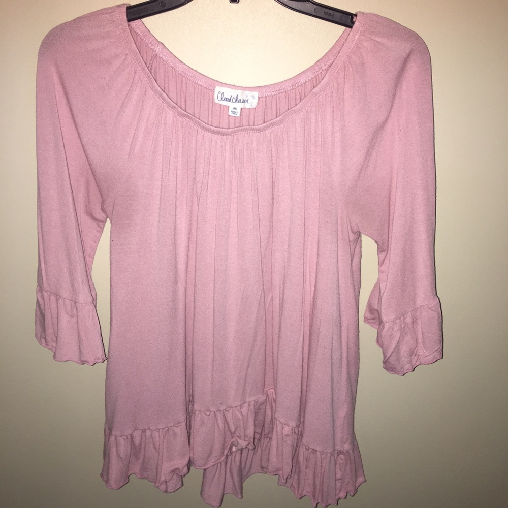 OFF THE SHOULDER BLOUSE W/ RUFFLES
